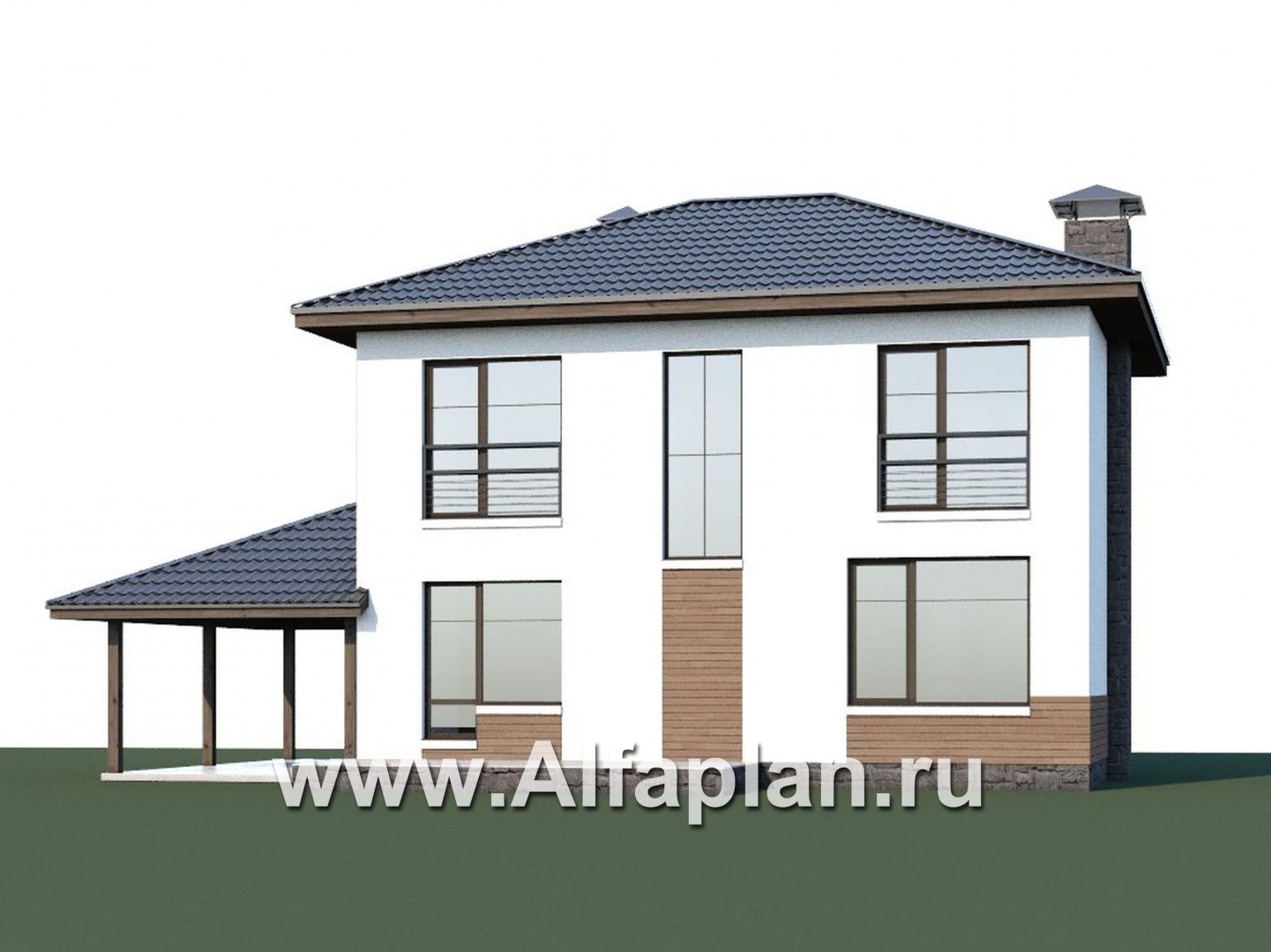 Проекты домов Альфаплан - Кирпичный дом «Карат» - навесом - дополнительное изображение №1