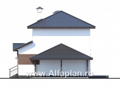 Проекты домов Альфаплан - Кирпичный дом «Карат» - навесом - превью фасада №2