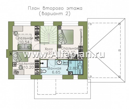Проекты домов Альфаплан - Кирпичный дом «Карат» - навесом - превью плана проекта №3