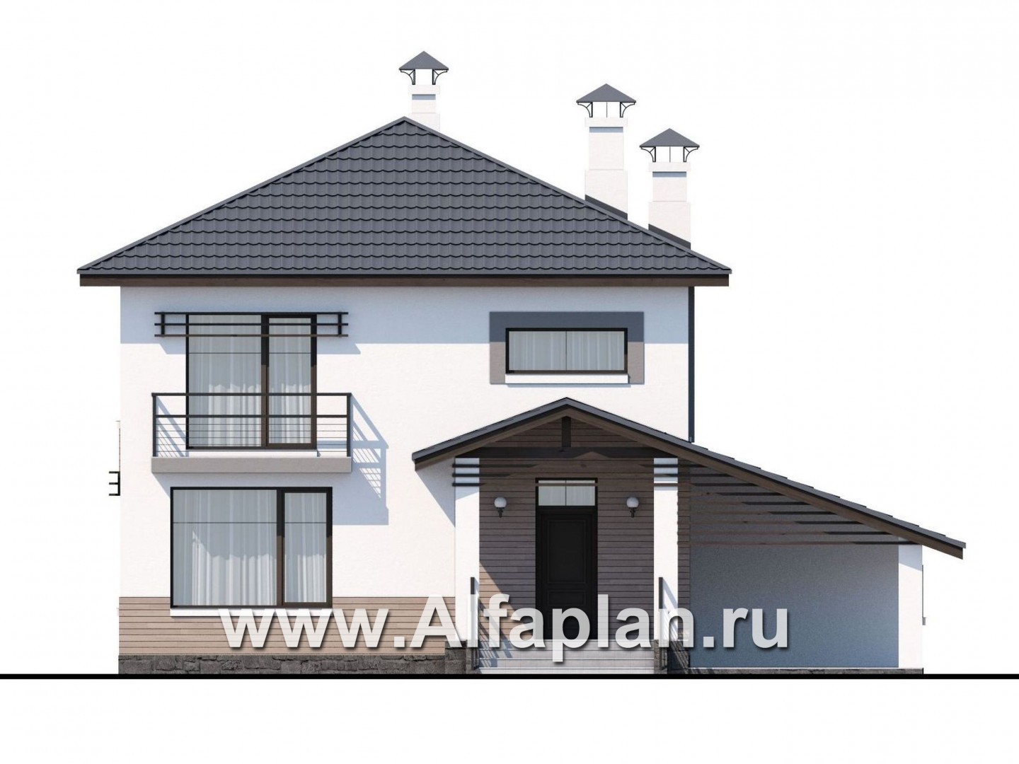 Проекты домов Альфаплан - «Смарт»- удобный двухэтажный дом - изображение фасада №1