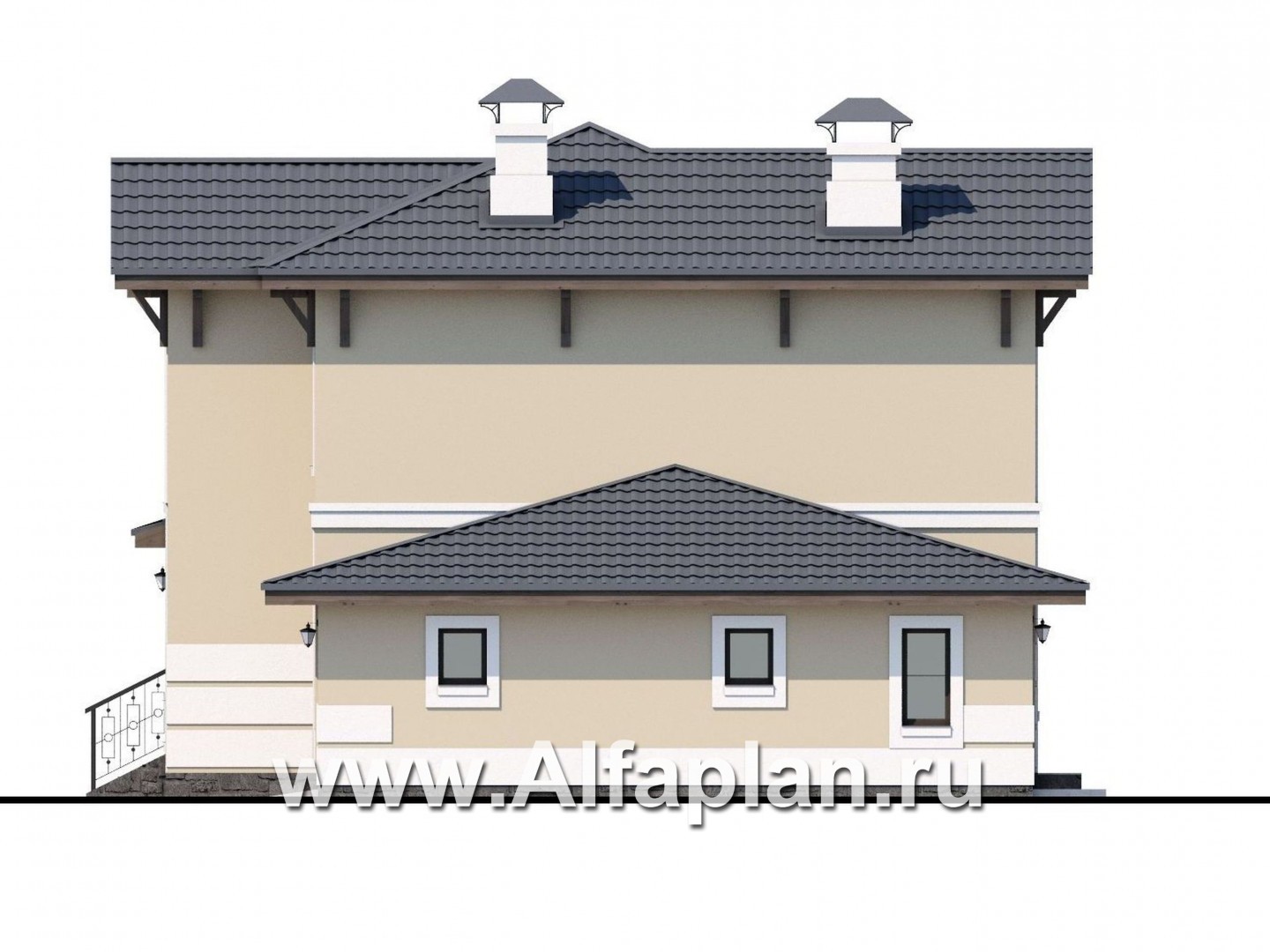 Проекты домов Альфаплан - «Невский стиль» - удобный и красивый двухэтажный дом с гаражом - изображение фасада №2