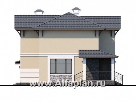 Проекты домов Альфаплан - «Невский стиль» - удобный и красивый двухэтажный дом с гаражом - превью фасада №3