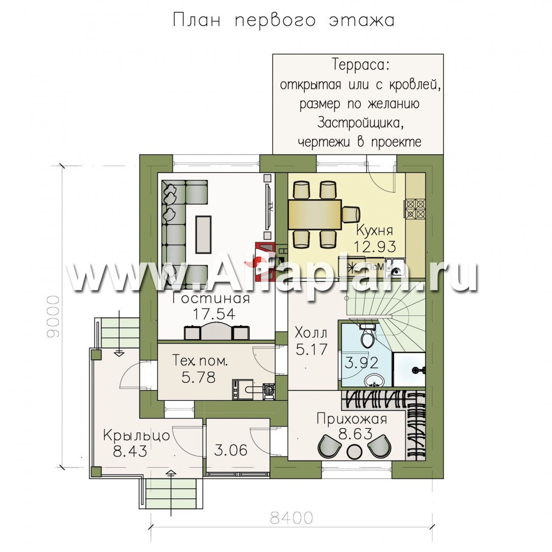 Проекты домов Альфаплан - Кирпичный дом «Собственный рай» - изображение плана проекта №1