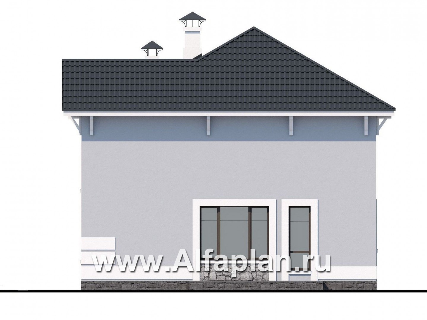 Проекты домов Альфаплан - «Линия жизни»  - удобный дом для небольшой семьи - изображение фасада №4