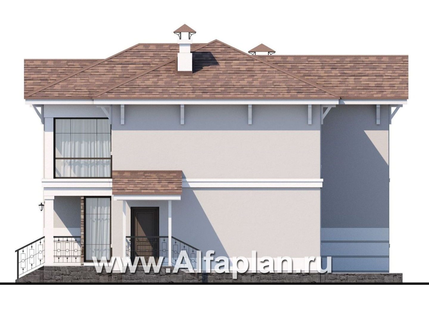 Проекты домов Альфаплан - «Княжна Мери» - удобный дом с вариантами планировки - изображение фасада №2