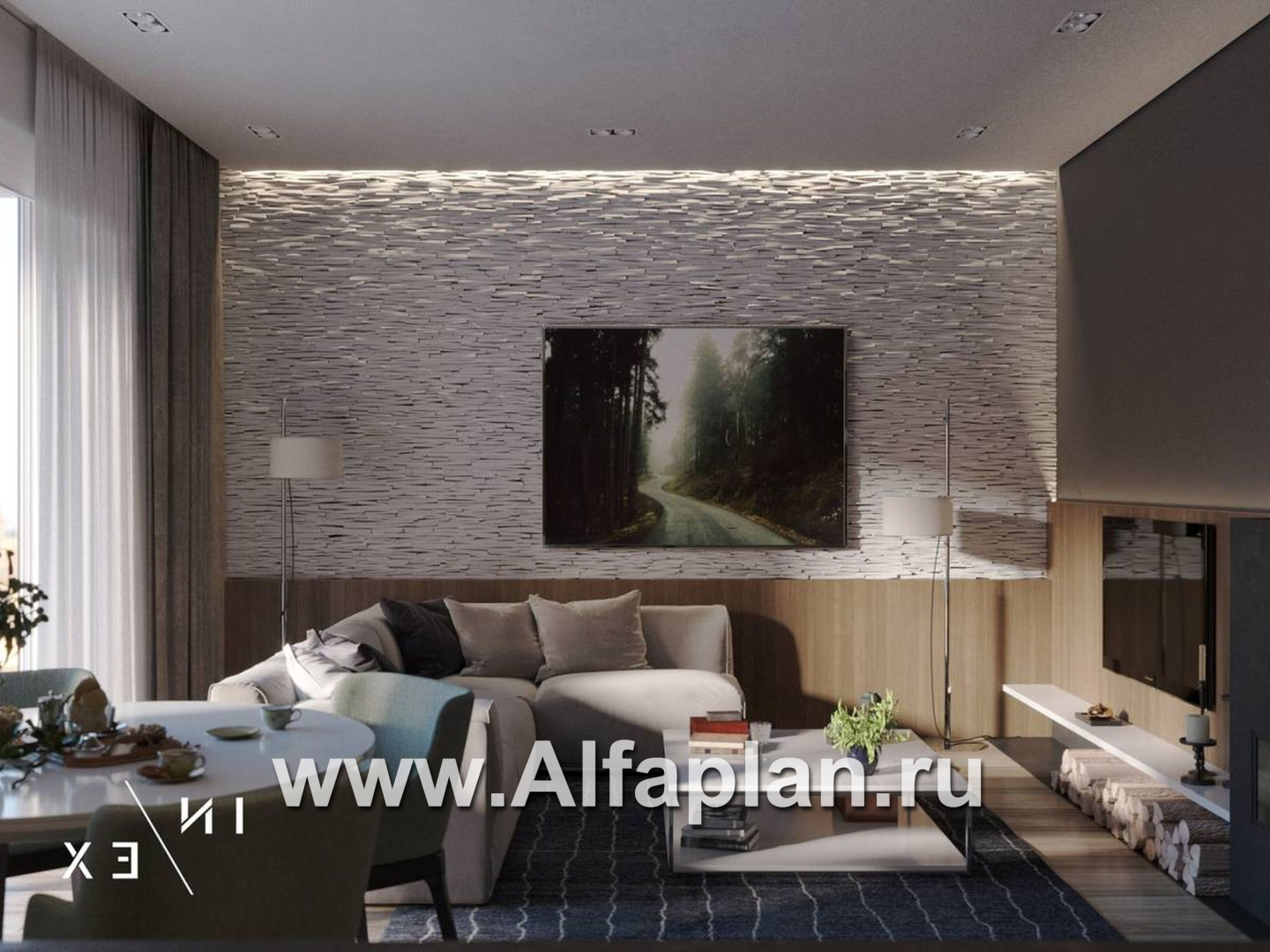 Проекты домов Альфаплан - «Виньон» - проект одноэтажного дома с большой террасой - дополнительное изображение №8