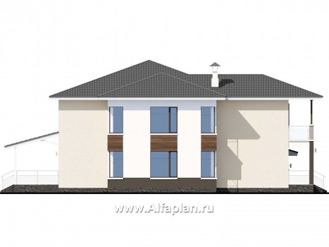 Проекты домов Альфаплан - Двухэтажный коттедж с гаражом и террасой - превью фасада №3