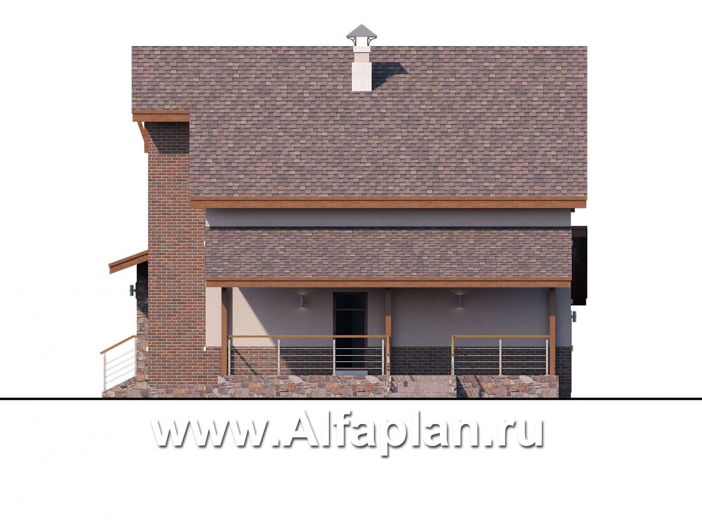 Проекты домов Альфаплан - «Регата» - комфортный план дома, двускатная крыша - изображение фасада №2