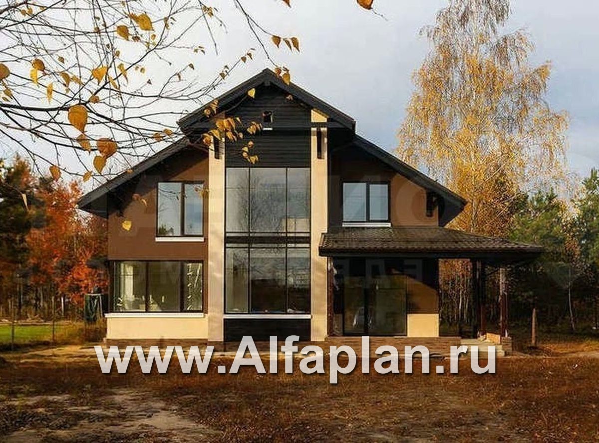Проекты домов Альфаплан - «Регата» — комфортный загородный дом с двускатной крышей - дополнительное изображение №1