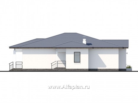 Проекты домов Альфаплан - «Калипсо» - комфортабельный одноэтажный дом c террасой - превью фасада №2