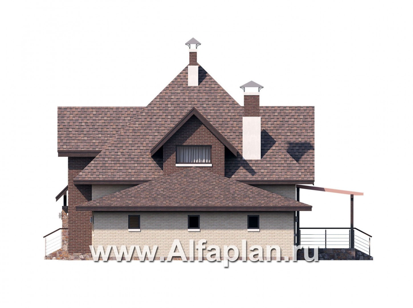 Проекты домов Альфаплан - «Орион» - современный мансардный дом с гаражом - изображение фасада №2