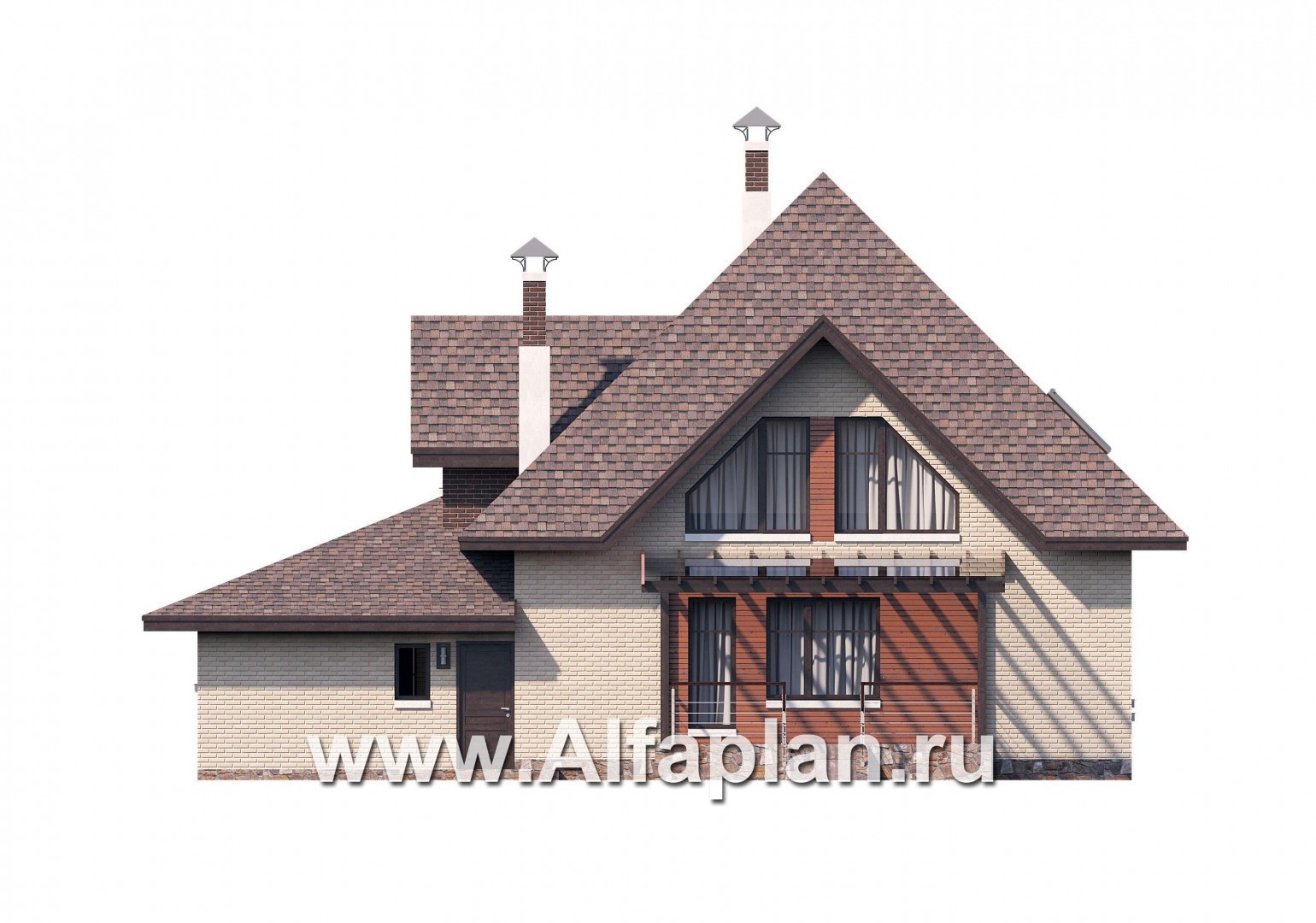 Проекты домов Альфаплан - «Орион» - современный мансардный дом с гаражом - изображение фасада №4