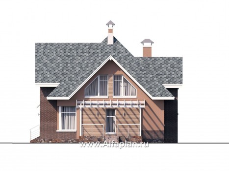Проекты домов Альфаплан - «Домик в Коломне» - уютный дом с мансардой и гаражом - превью фасада №2