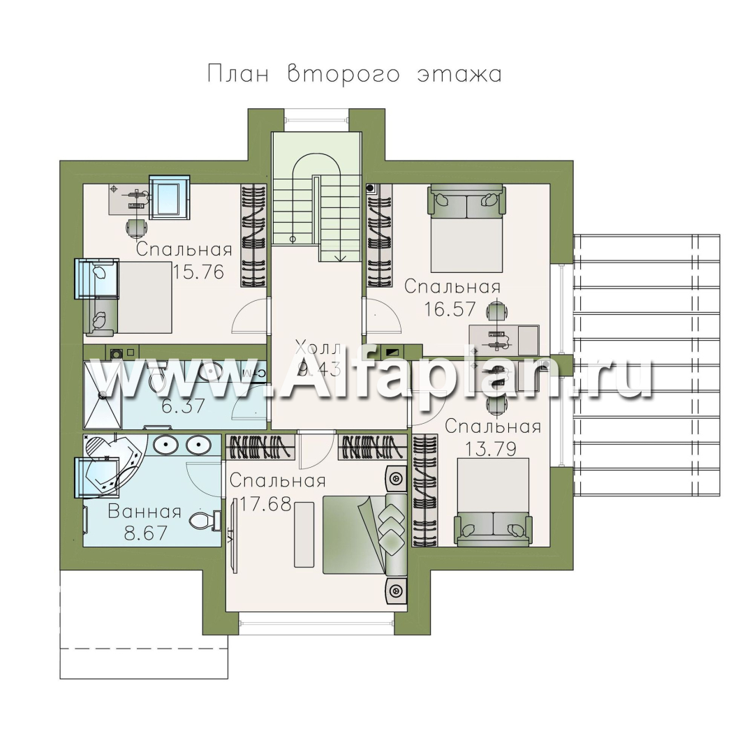 Проекты домов Альфаплан - «Домик в Коломне» - уютный дом с мансардой - план проекта №2