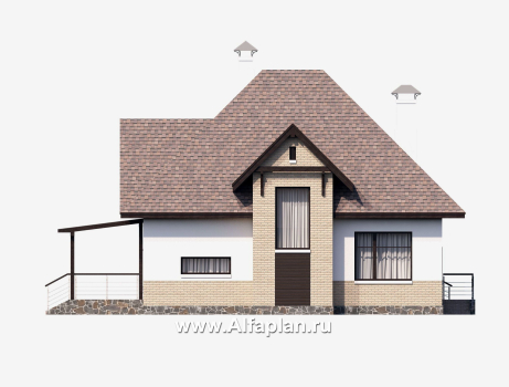 Проекты домов Альфаплан - «Домик в Коломне» - уютный дом с мансардой - превью фасада №4