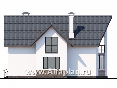 Проекты домов Альфаплан - «Якорь» - эффектный коттедж с оригинальным эркером - превью фасада №3