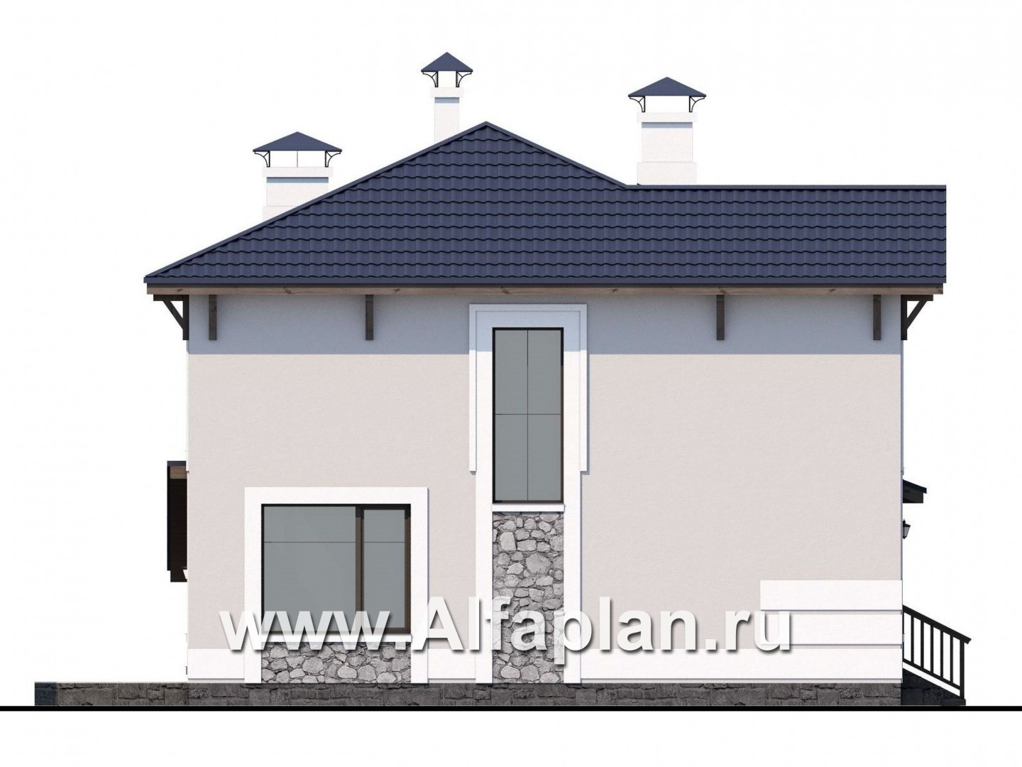Проекты домов Альфаплан - «Смарт» - проект дувухэтажного дома из газоблоков - изображение фасада №3