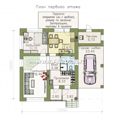 Проекты домов Альфаплан - «Смарт» - проект дувухэтажного дома из газоблоков - превью плана проекта №1
