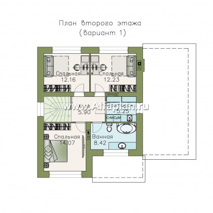 Проекты домов Альфаплан - «Смарт» - проект дувухэтажного дома из газоблоков - превью плана проекта №2