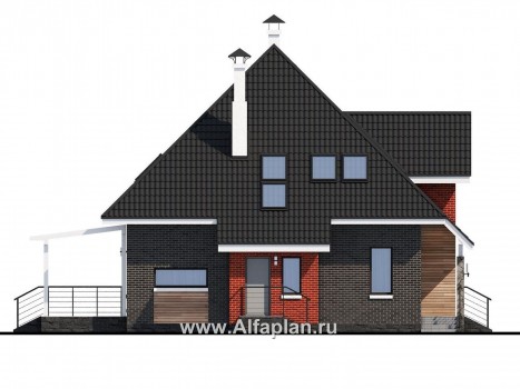 Проекты домов Альфаплан - «Сириус» - современный мансардный дом - превью фасада №3