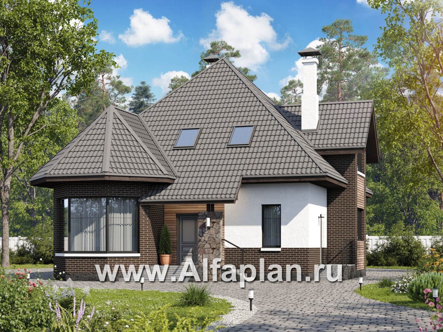 Проекты домов Альфаплан - «Капелла» - современный мансардный дом - основное изображение