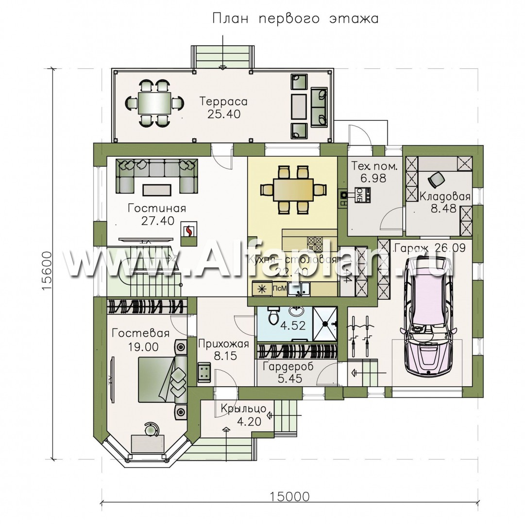 Проекты домов Альфаплан - «Капелла» - современный мансардный дом - изображение плана проекта №1