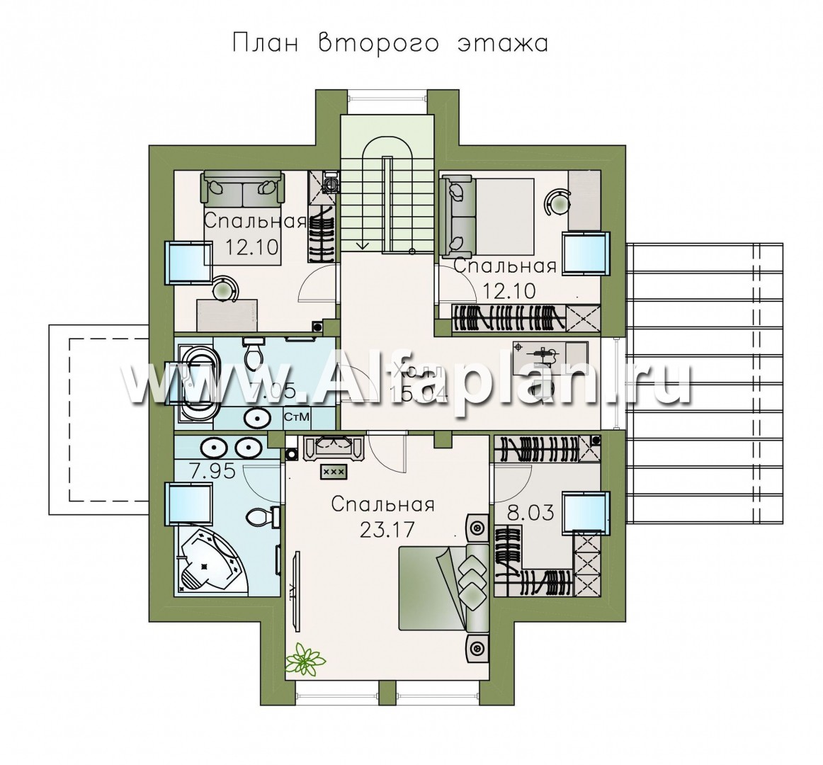 Проекты домов Альфаплан - «Гемма»  - современный мансардный дом - план проекта №2