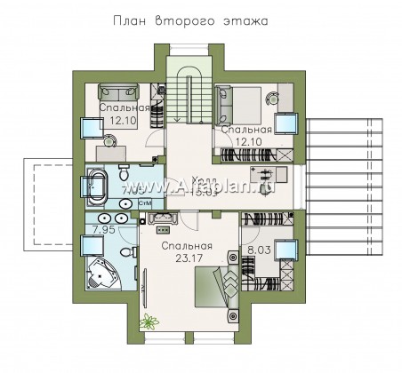 Проекты домов Альфаплан - «Гемма»  - современный мансардный дом - превью плана проекта №2