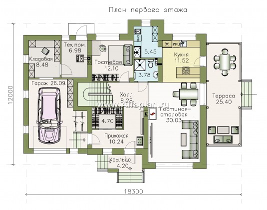Проекты домов Альфаплан - «Персей» - современный мансардный дом - превью плана проекта №1