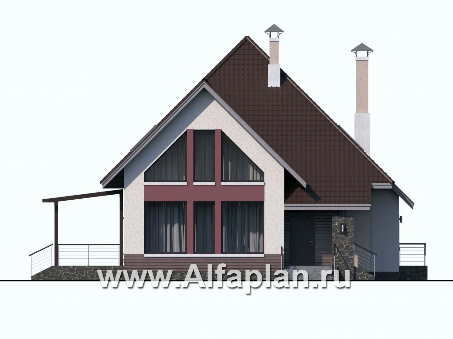 Проекты домов Альфаплан - «Плеяды» — современный мансардный дом - изображение фасада №1