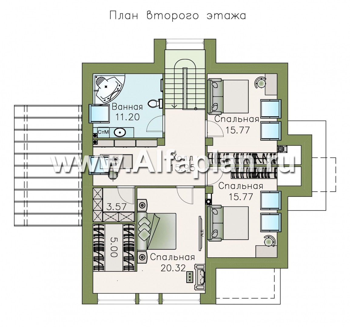 Проекты домов Альфаплан - «Плеяды» — современный мансардный дом - изображение плана проекта №2