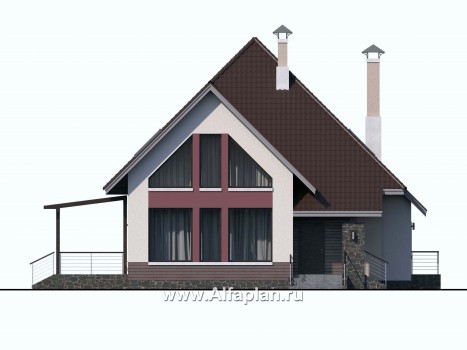Проекты домов Альфаплан - «Плеяды» — современный мансардный дом - превью фасада №1