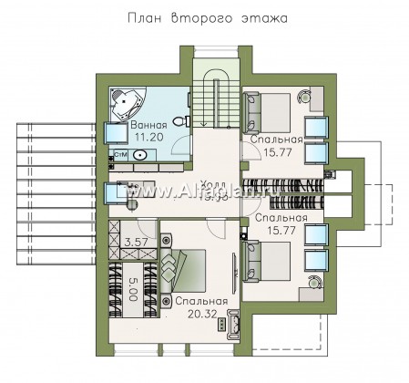Проекты домов Альфаплан - «Плеяды» — современный мансардный дом - превью плана проекта №2