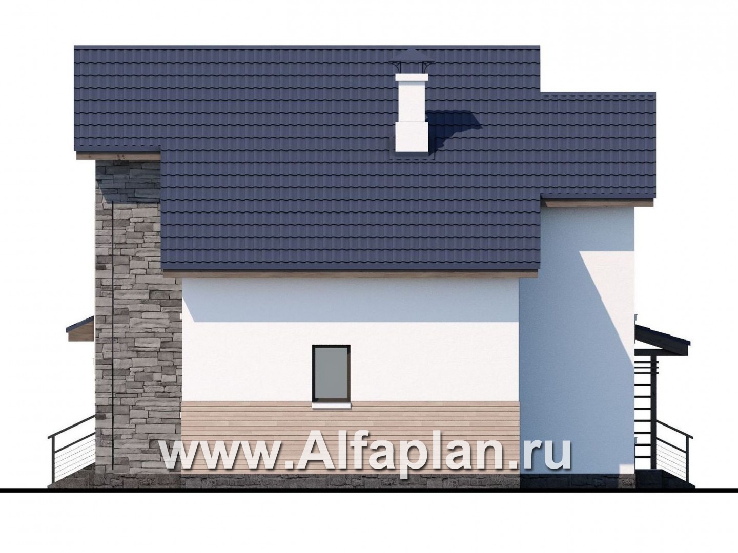 Проекты домов Альфаплан - «Территория комфорта» - Современный дом - шале - изображение фасада №2