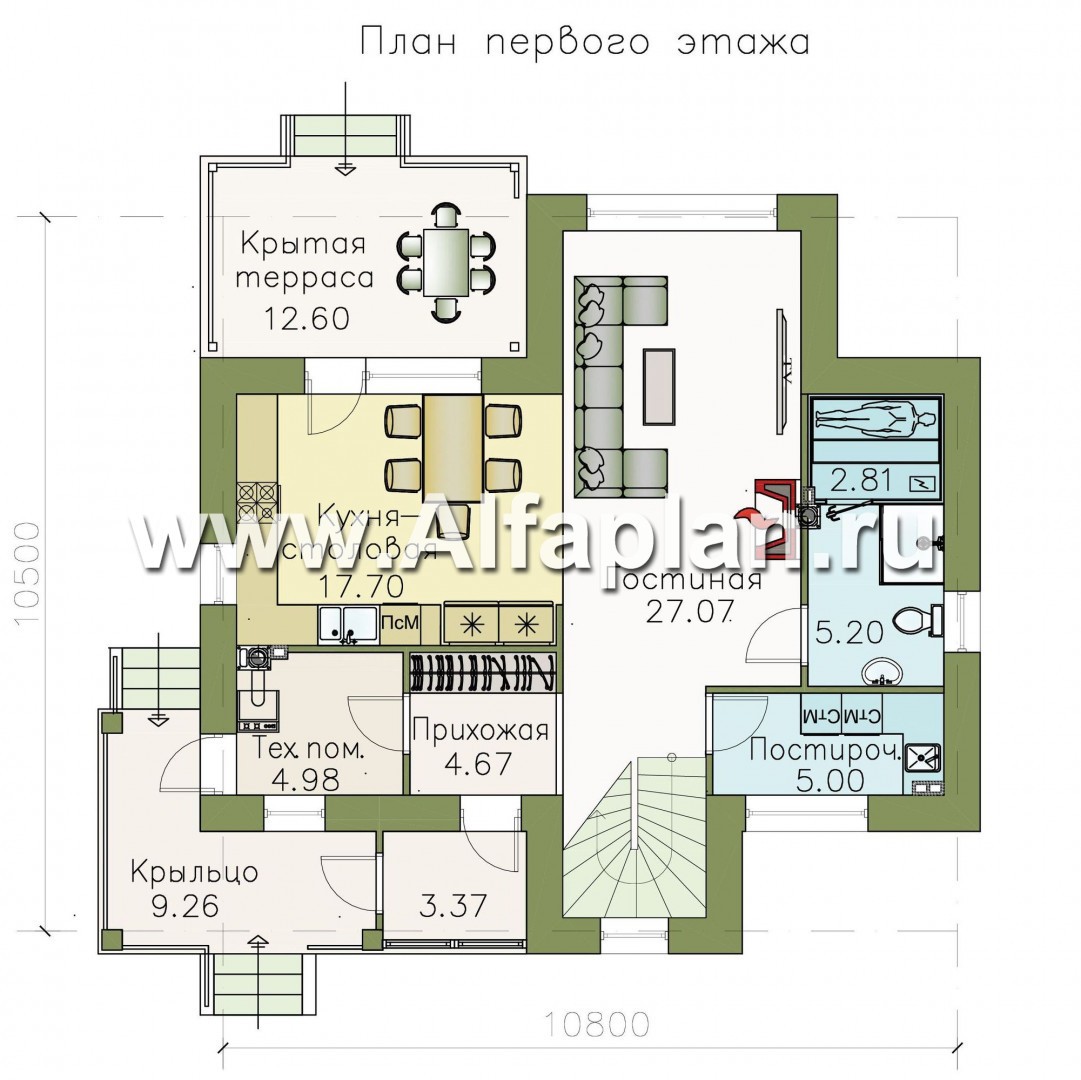 Проекты домов Альфаплан - «Территория комфорта» - Современный дом - шале - план проекта №1