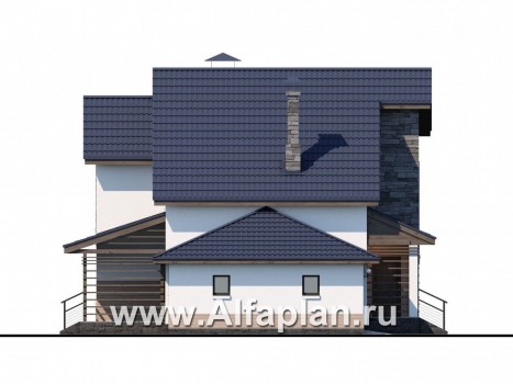 Проекты домов Альфаплан - «Территория комфорта» - современный дом - шале с гаражом - превью фасада №2