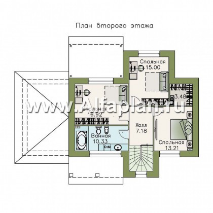 «Территория комфорта» - проект  дома с мансардой, с сауной и с террасой, с гарадом на 1 авто, в стиле шале - превью план дома