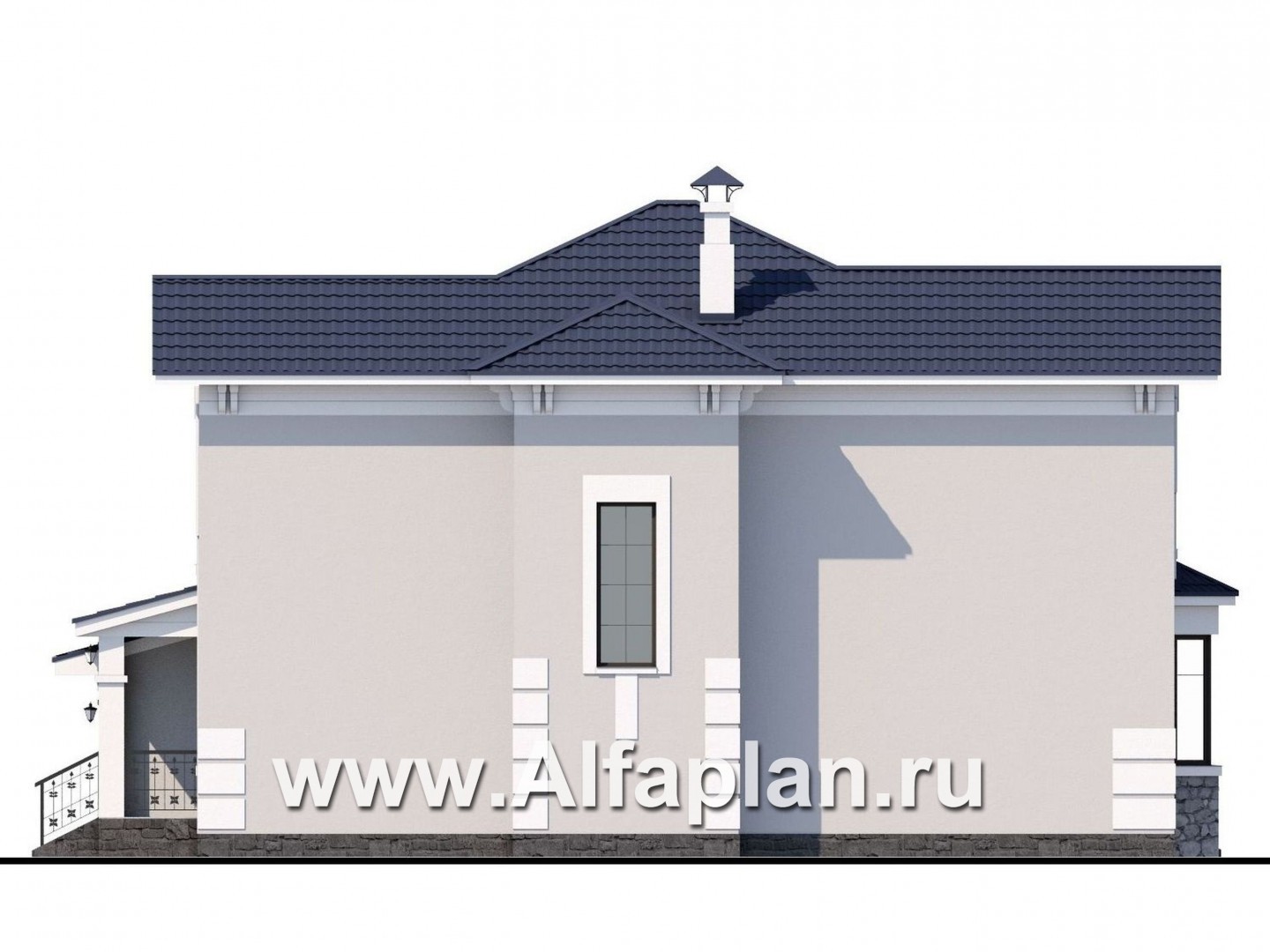Проекты домов Альфаплан - «Белоостров» - коттедж с удобной планировкой и теплым гаражом - изображение фасада №2