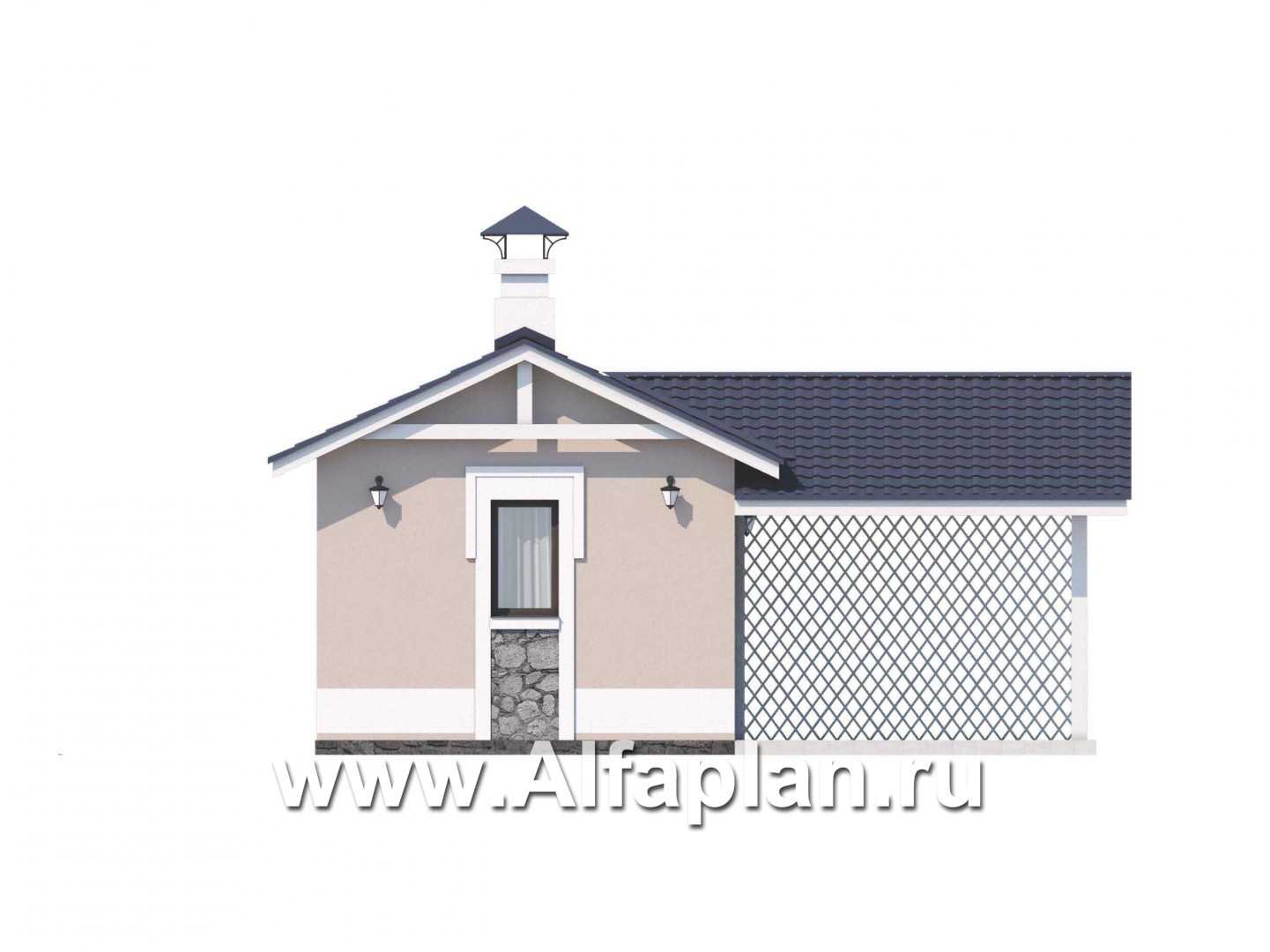 Проекты домов Альфаплан - Удобный хоз. блок для небольшого участка - изображение фасада №1