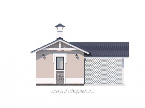 Проекты домов Альфаплан - Удобный хоз. блок для небольшого участка - превью фасада №1