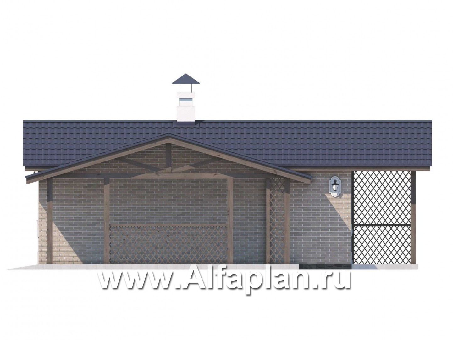 Проекты домов Альфаплан - Удобный хоз. блок для небольшой усадьбы - изображение фасада №3