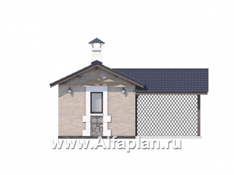 Проекты домов Альфаплан - Удобный хоз. блок для небольшой усадьбы - превью фасада №1