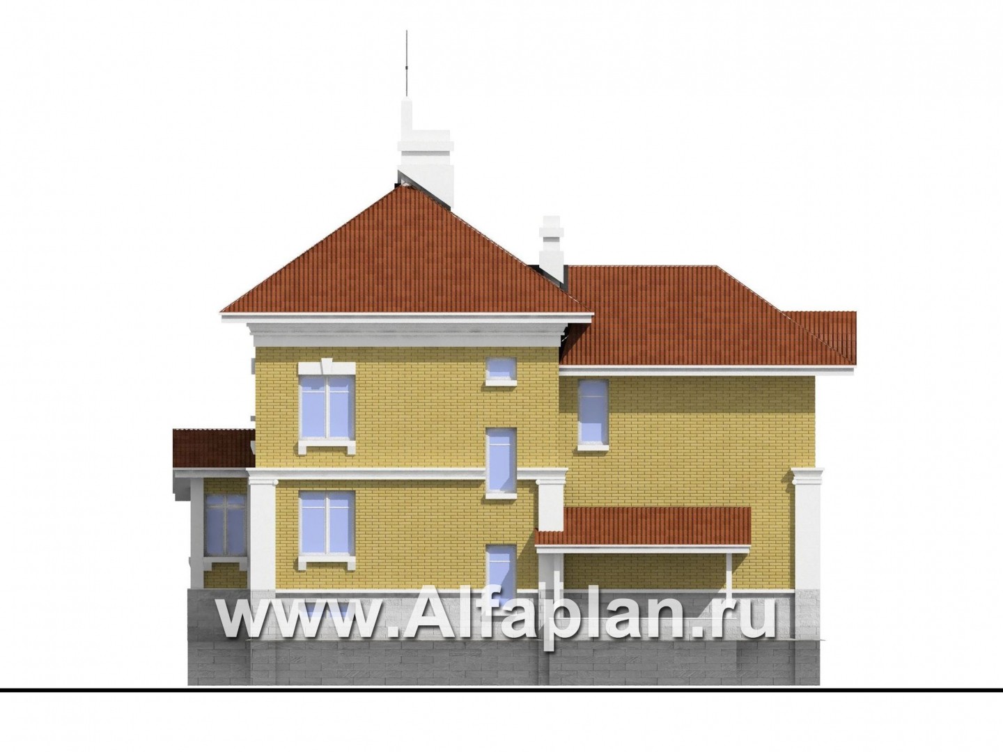 Проекты домов Альфаплан - «Флоренция» - дом в стиле эпохи Возрождения с крытой террасой - изображение фасада №4