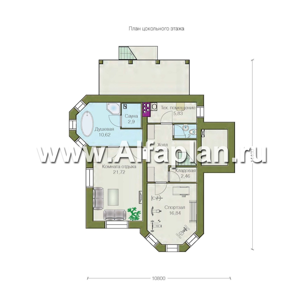 Проекты домов Альфаплан - «Лаура»- проект двухэтажного загородного дома,с эркером и с террасой, с цокольным этажом - изображение плана проекта №1