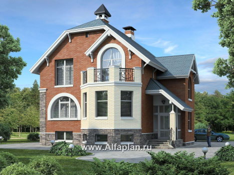 Проекты домов Альфаплан - «Лаура»- трехэтажный загородный дом с террасой - превью основного изображения