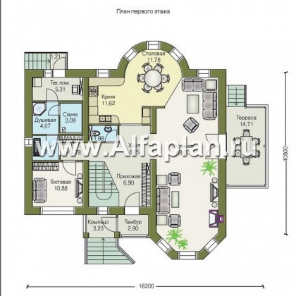Проекты домов Альфаплан - «Суперстилиса» - проект дома с комфортной  планировкой - превью плана проекта №1