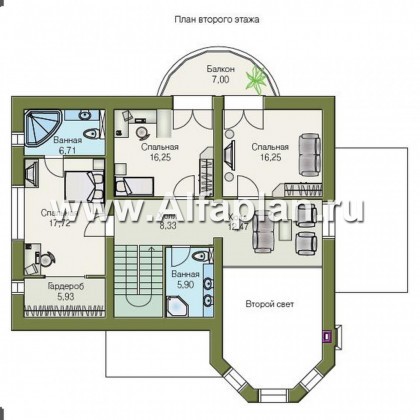 Проекты домов Альфаплан - «Суперстилиса» - проект дома с комфортной  планировкой - превью плана проекта №2