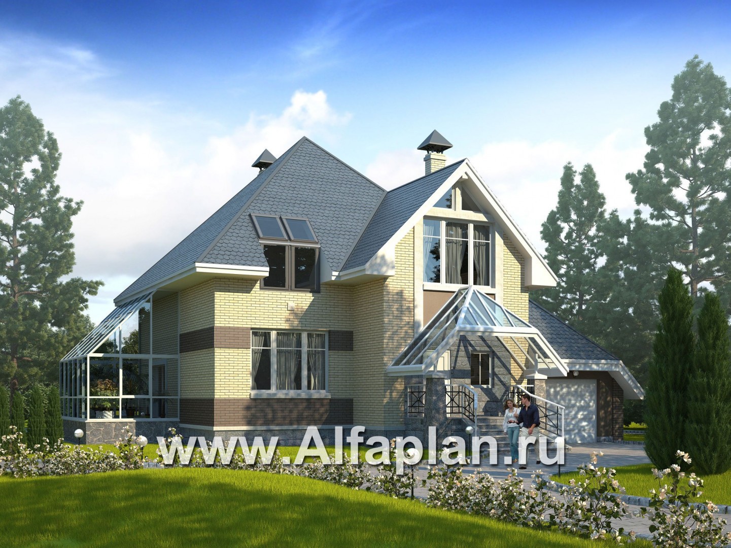 Проекты домов Альфаплан - «Светлая жизнь» - дом с окнами в небо - основное изображение