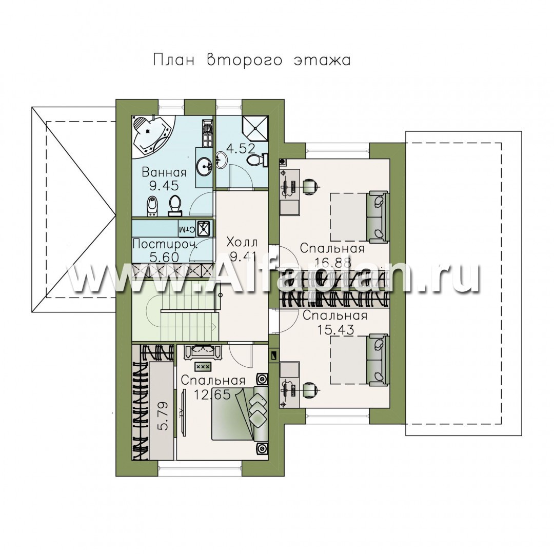Проекты домов Альфаплан - «Счастье рядом» - двухэтажный дом с комфортной планировкой - изображение плана проекта №2