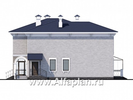 Проекты домов Альфаплан - «Меньшиков» - респектабельный классический двухэтажный особняк - превью фасада №2